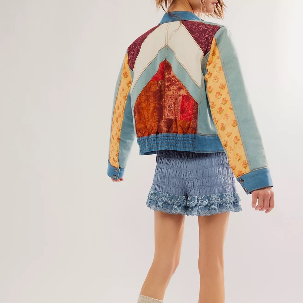 Free People Multicolor Patchwork Bomber Jacket - image 2